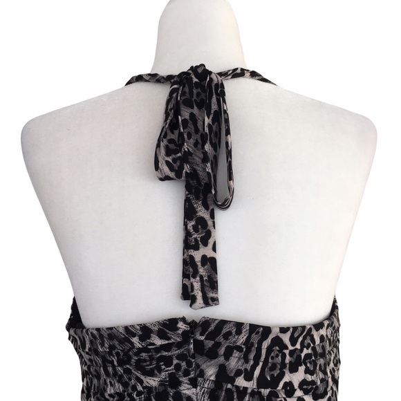 CACHE Leopard Print Rouched Textured Halter Dress - Picture 8 of 10